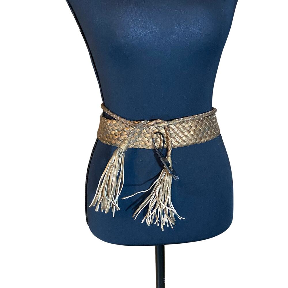 NWT The Limited Metallic Bronze Woven Tassel Belt M/L
